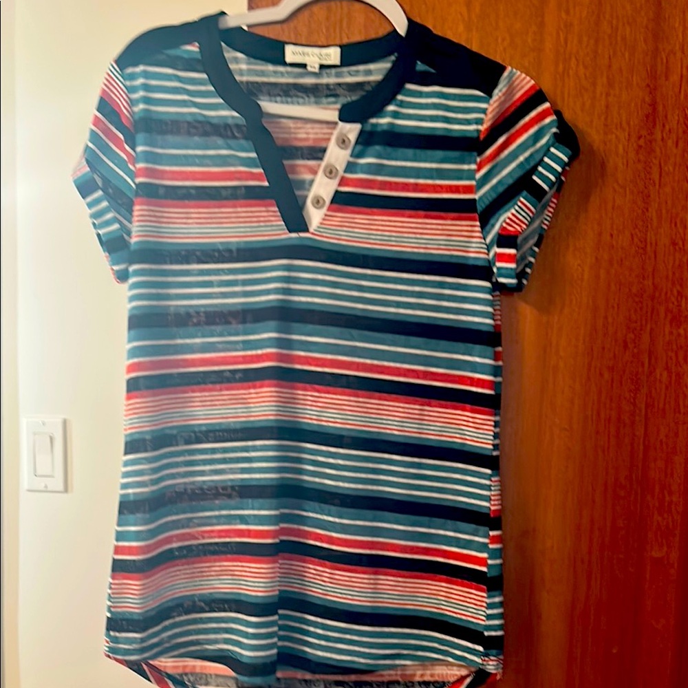 Colorful Striped Short Sleeve Top